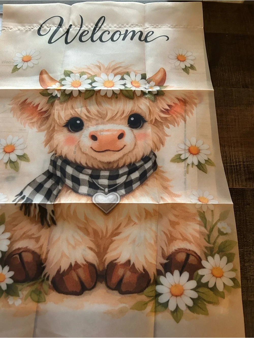Welcome Floral Cow Flag - Cream Decorative Home Accent